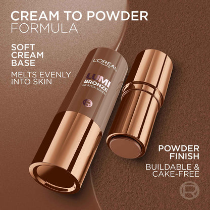 L'Oreal Paris Lumi Bronze Le Stick Soleil Bronzer Stick, Cream-To-Powder Bronzer For A Sunkissed Face Makeup Glow, 120 Copper Bronzette 🍁 All In One Marketplace Canada