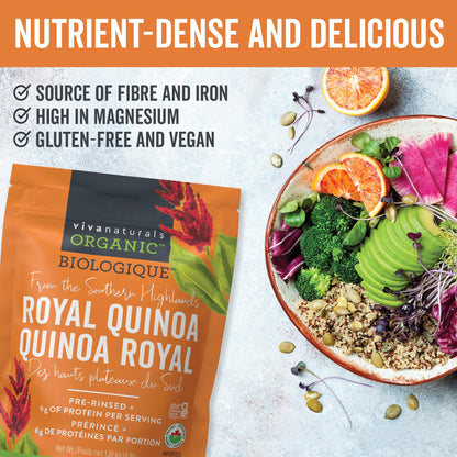 Viva Naturals Organic Quinoa (4 lb) – Quinoa Organic, Non-GMO & Pre-Washed Whole Grain | Gluten-Free Vegan Plant Protein, Source of Fibre & Iron, Puffed Rice & Pasta Substitute 🍁 All In One Marketplace Canada