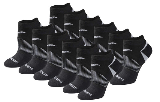 Saucony Women's RunDry Performance Selective Cushion Socks, Available in S-L (6, 12 Pairs), Black Basic (12 Pairs), Medium 🍁 All In One Marketplace Canada