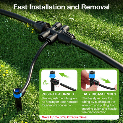 MIXC 101FT Drip Irrigation System, Easy to Setup Automatic Garden System with Anti-UV 1/4" & 1/2" Tubing - Water-Saving Adjustable Nozzles & Sprinklers for Patio, Greenhouse, Raised Bed, Potted Plants 🍁 All In One Marketplace Canada