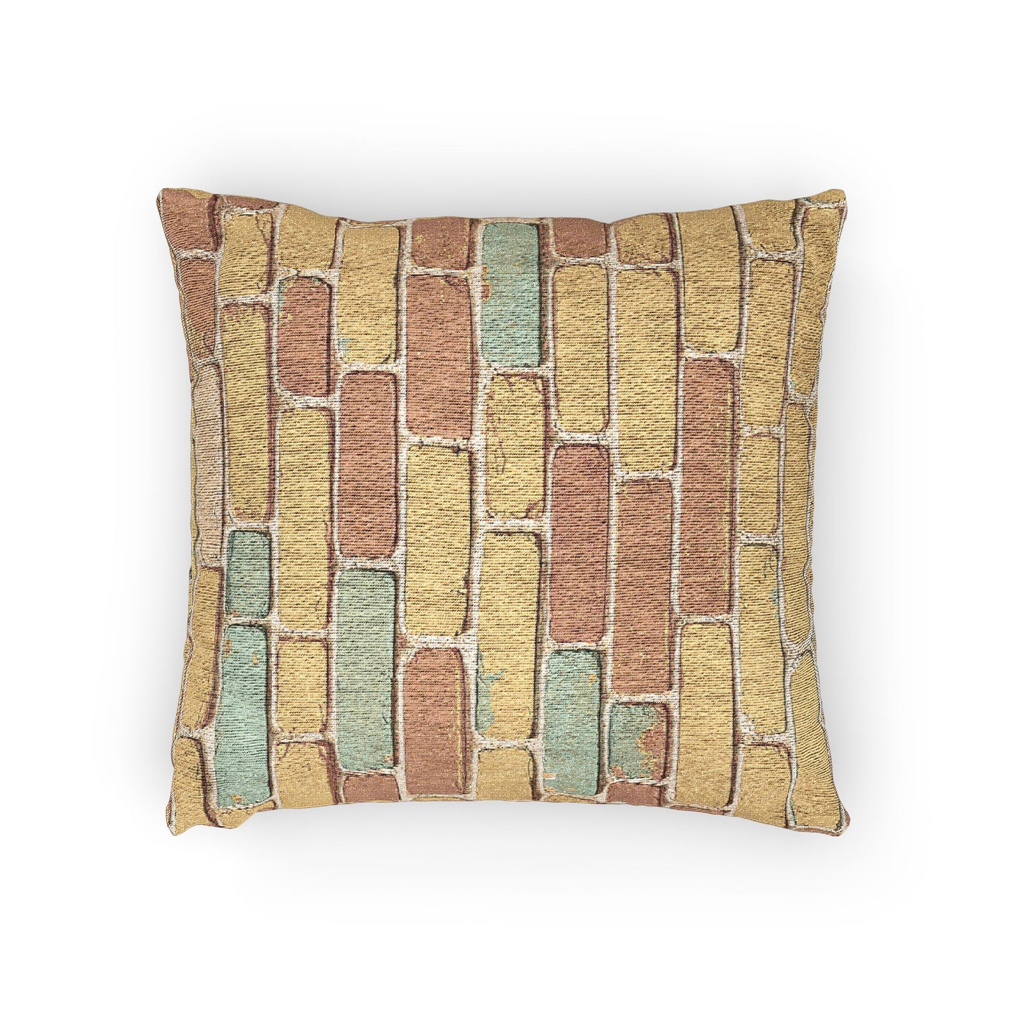 Pastel Brick Pattern Woven Pillow | Rustic Geometric Throw Pillow