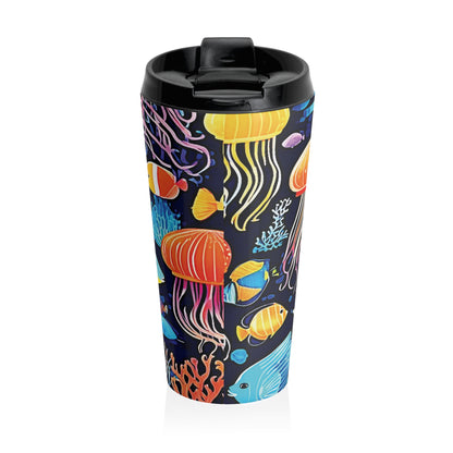 Ocean Jellyfish Travel Mug — Colorful Underwater Stainless Steel Tumbler