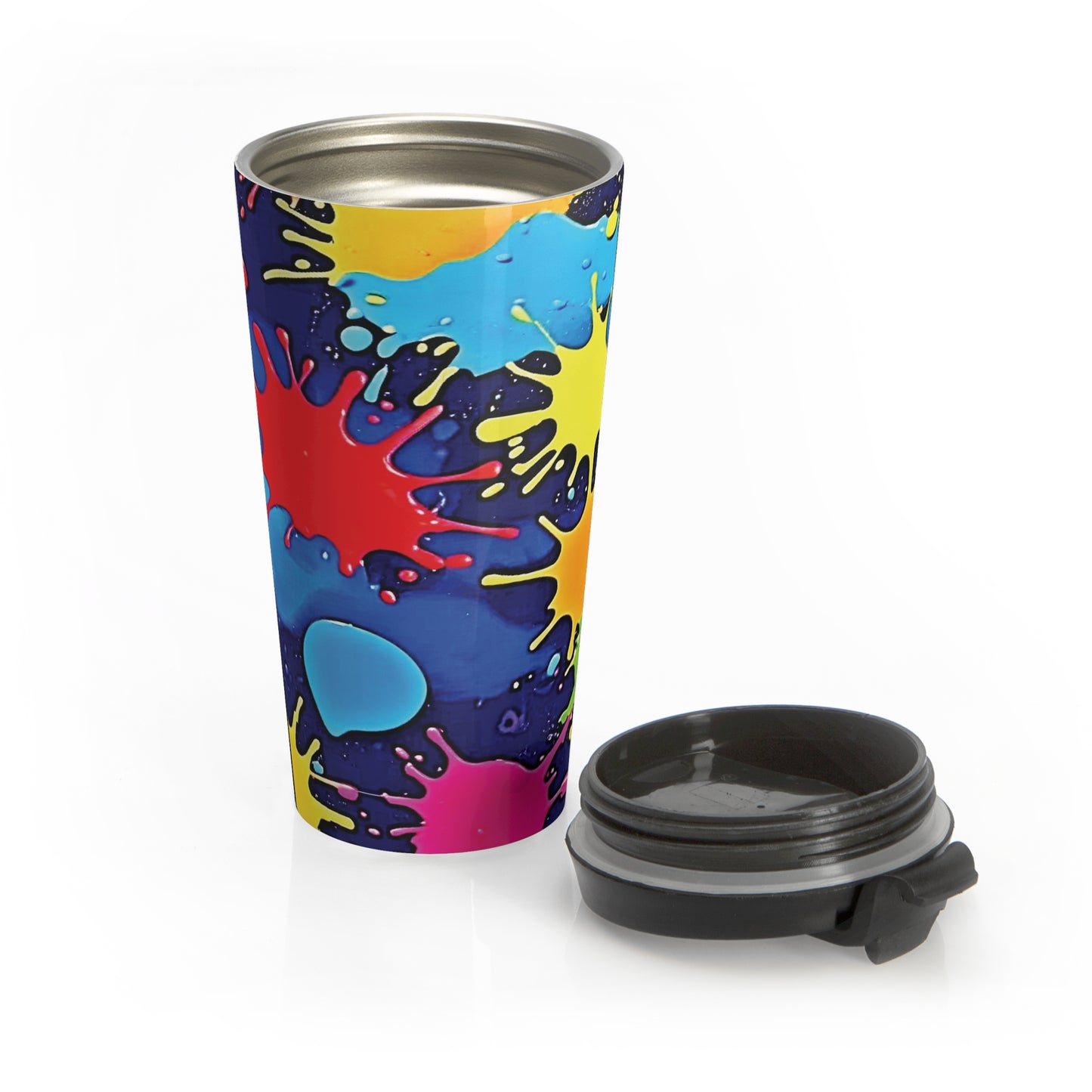 Color Splash Stainless Steel Travel Mug — Vibrant Paint Splat Design