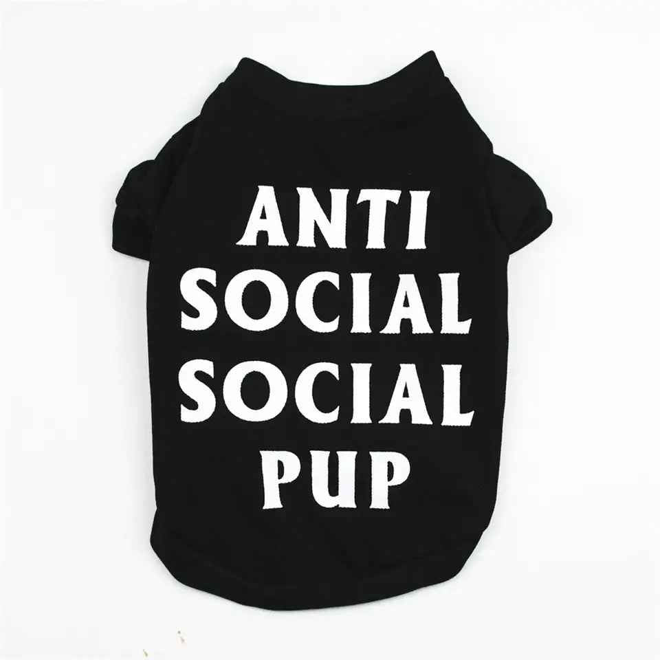 Anti Social Social Pup Tee | Graphic Dog T Shirt