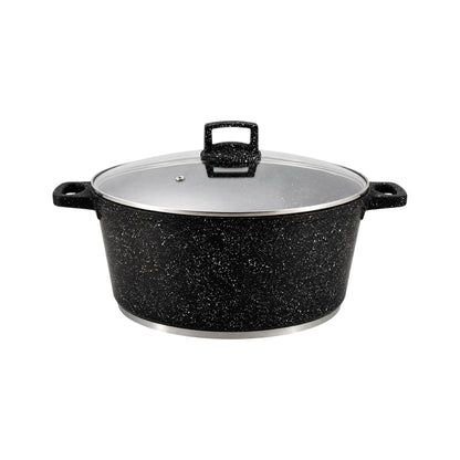 Die-Cast Granite Non-Stick Casserole Pot with Glass Lid — 26cm | 5.4L