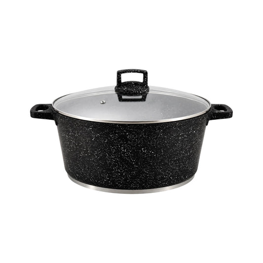 22cm Granite Non-Stick Casserole Pot with Lid – 3.4L, Induction Ready