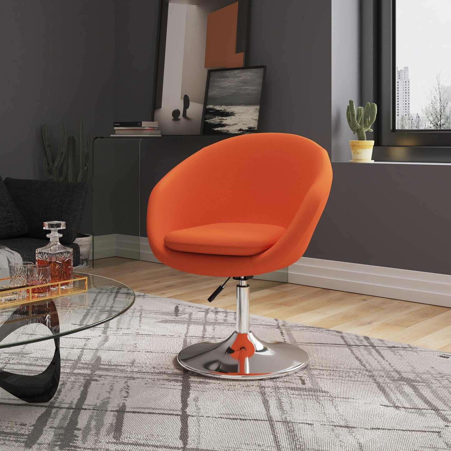 Chandra Swivel Adjustable Faux Leather Accent/Office Chair - Orange