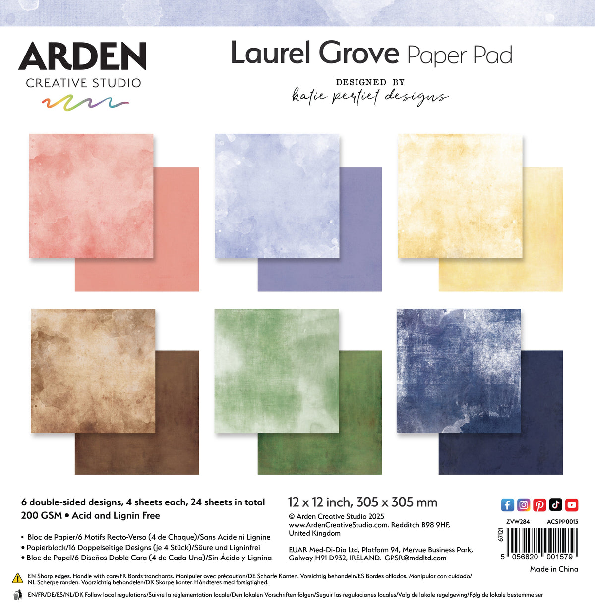 Arden Creative Studio Laurel Grove Solids 12in x 12in Paper Pad