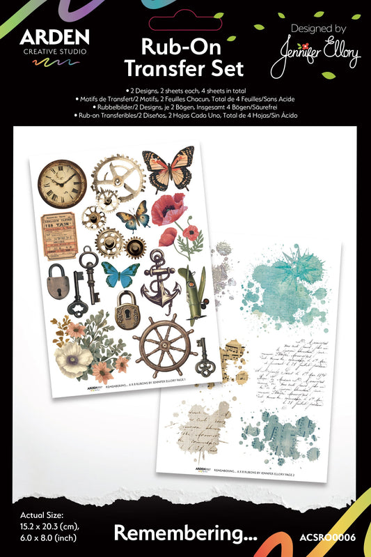 Arden Creative Studio Remembering… 6 in x 8 in Rub-On Transfer Set
