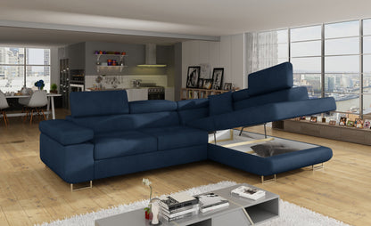 Anton Storage Sleeper Sectional Sofa - Navy Blue