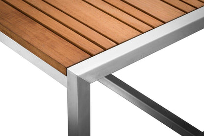 Acacia Stainless Steel & Teak Top Outdoor Coffee Table - AURABAGS SHOP