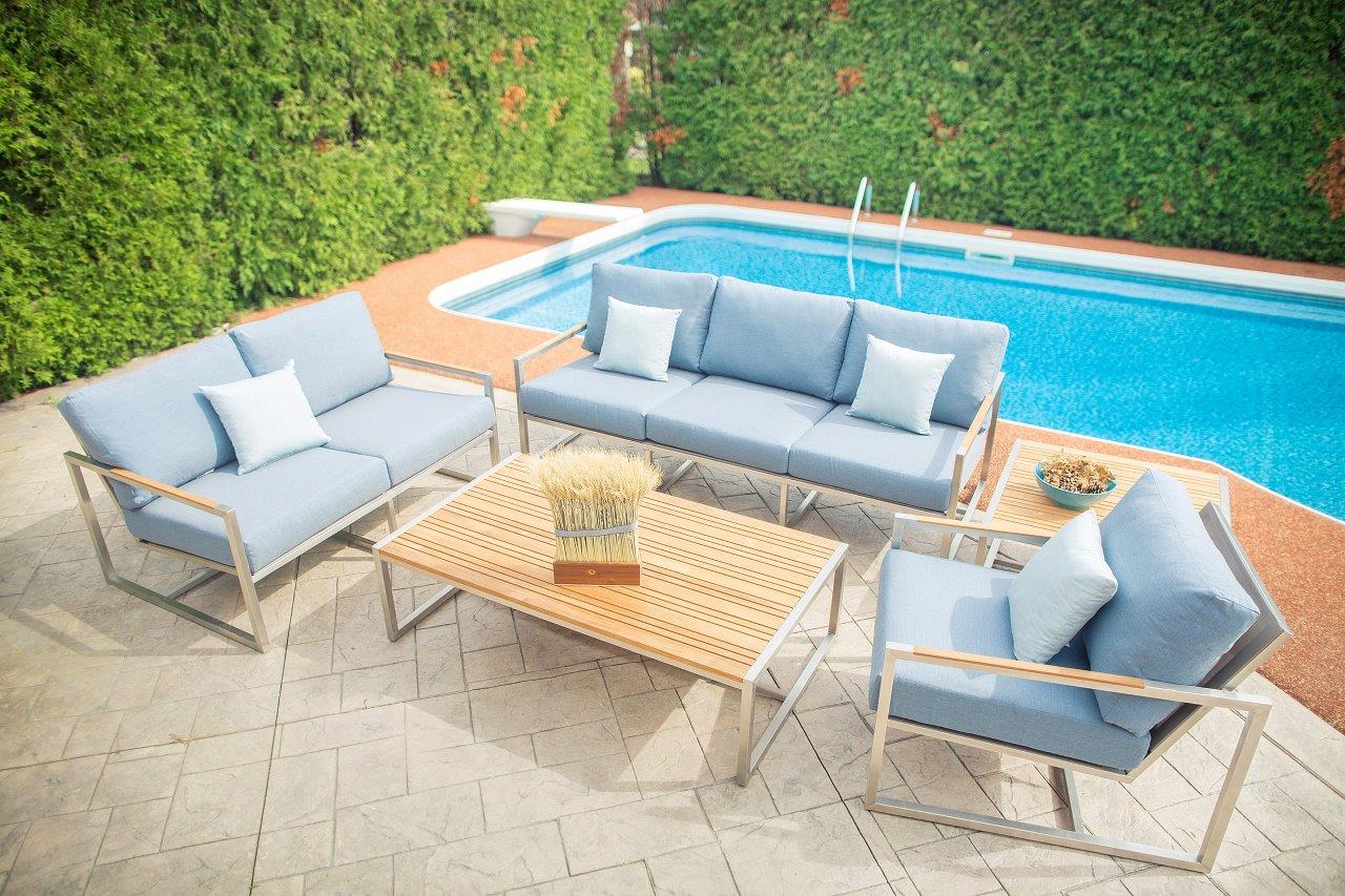 Acacia Stainless Steel Loveseat with Sunbrella® Cushions - AURABAGS SHOP