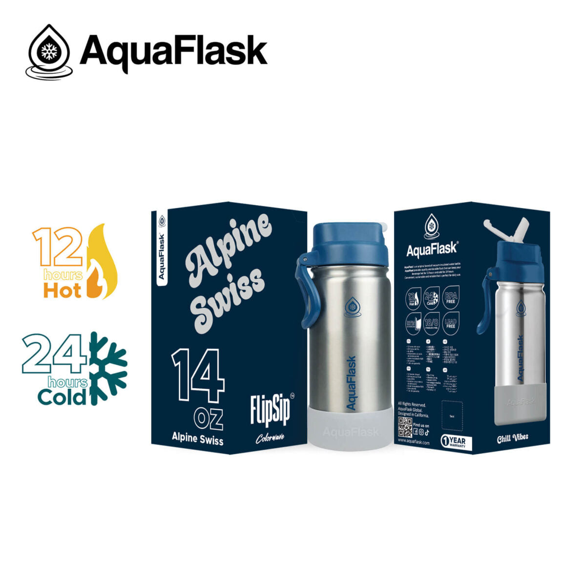 AquaFlask Kids FlipSip 414mL (14oz) Water Bottles