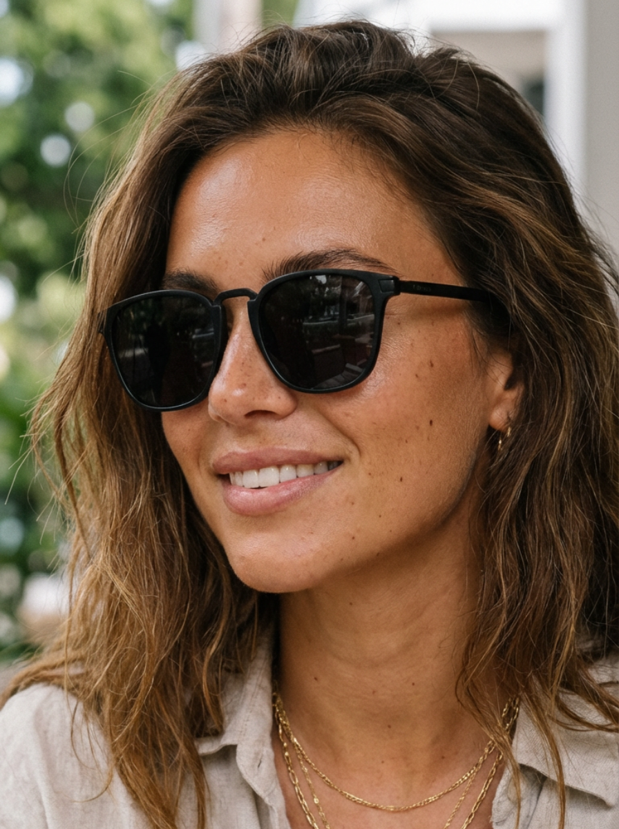 Boléro Maven — Matte Black Square Keyhole Sunglasses