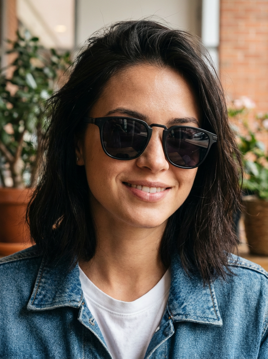 Boléro Maven — Matte Black Square Keyhole Sunglasses