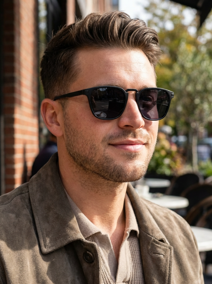 Boléro Maven — Matte Black Square Keyhole Sunglasses