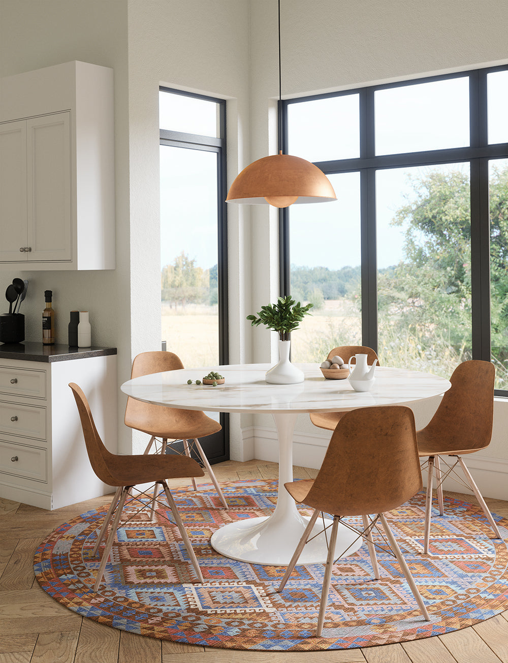 Assania Blue Brown Multi Teppich