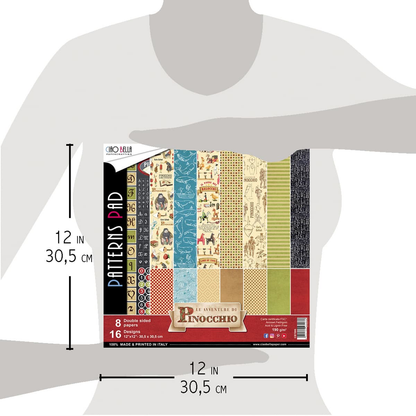 Ciao Bella Avventure Di Pinocchio Patterns Pad 12"x12" 8/Pkg