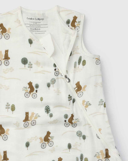 Baby Bamboo Muslin Sleep Sack 0.5 TOG - Bears on Bikes