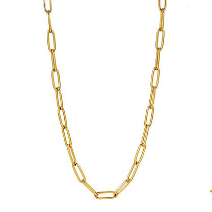 BARBICAN: Essential Gold Chain Link Paper-Clip Necklace - 22"