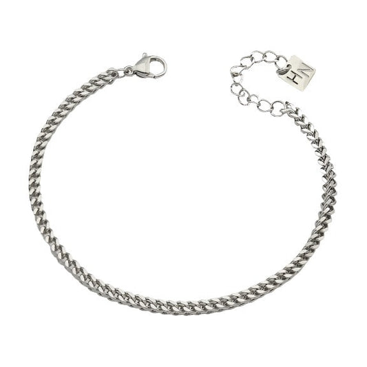 BILLIE Silver (White Gold): Cuban Link Chain Silver Bracelet