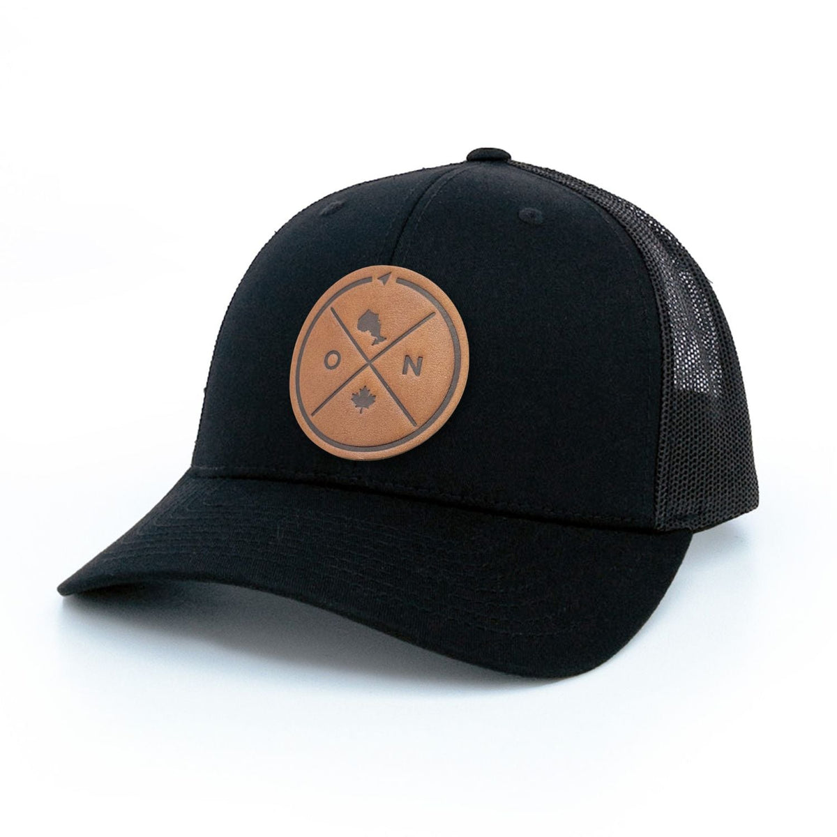 Ontario Compass Leather Patch Trucker Hat