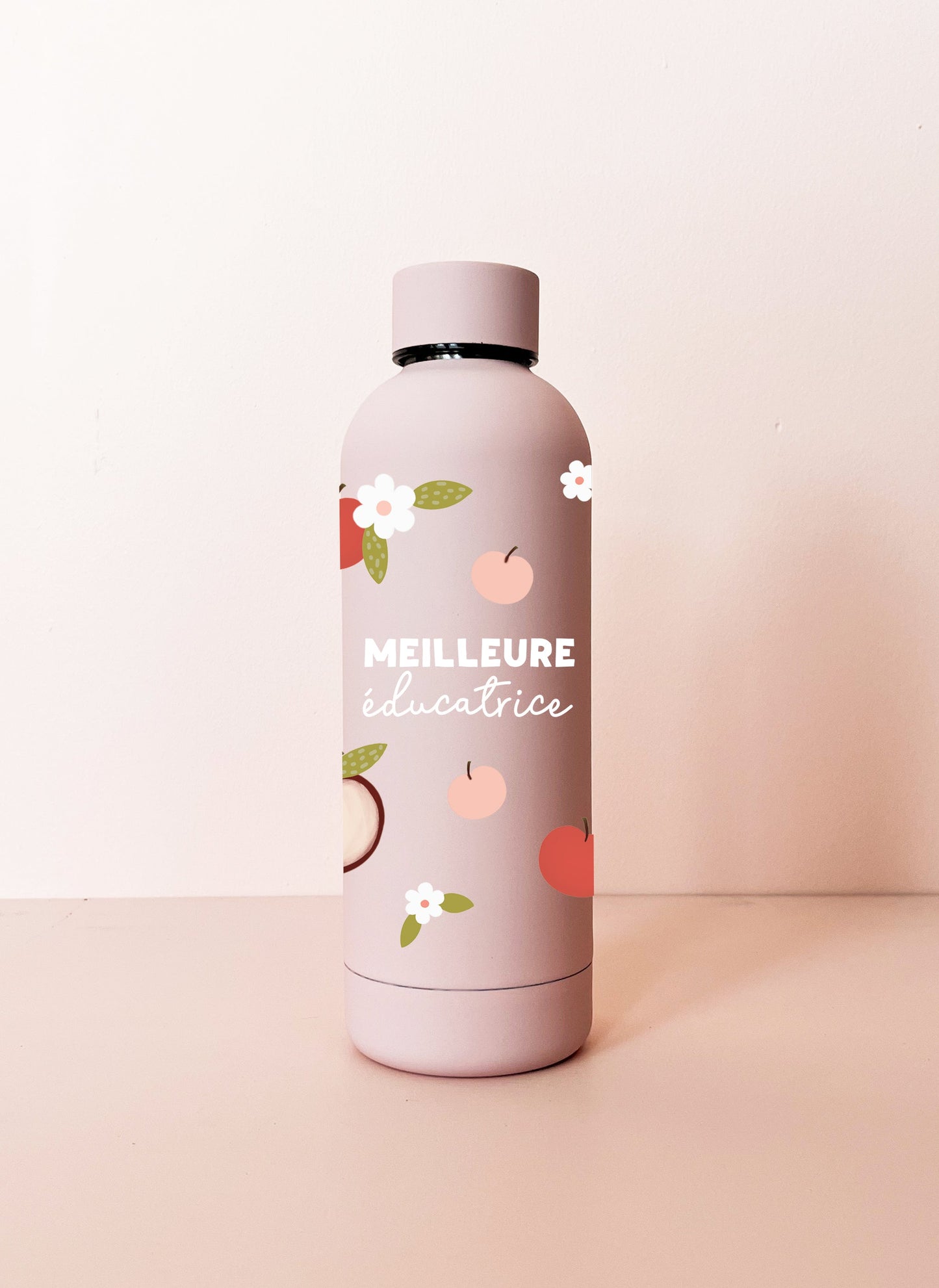 Bouteille isotherme 17oz - rose pâle Meilleure éducatrice - pommes