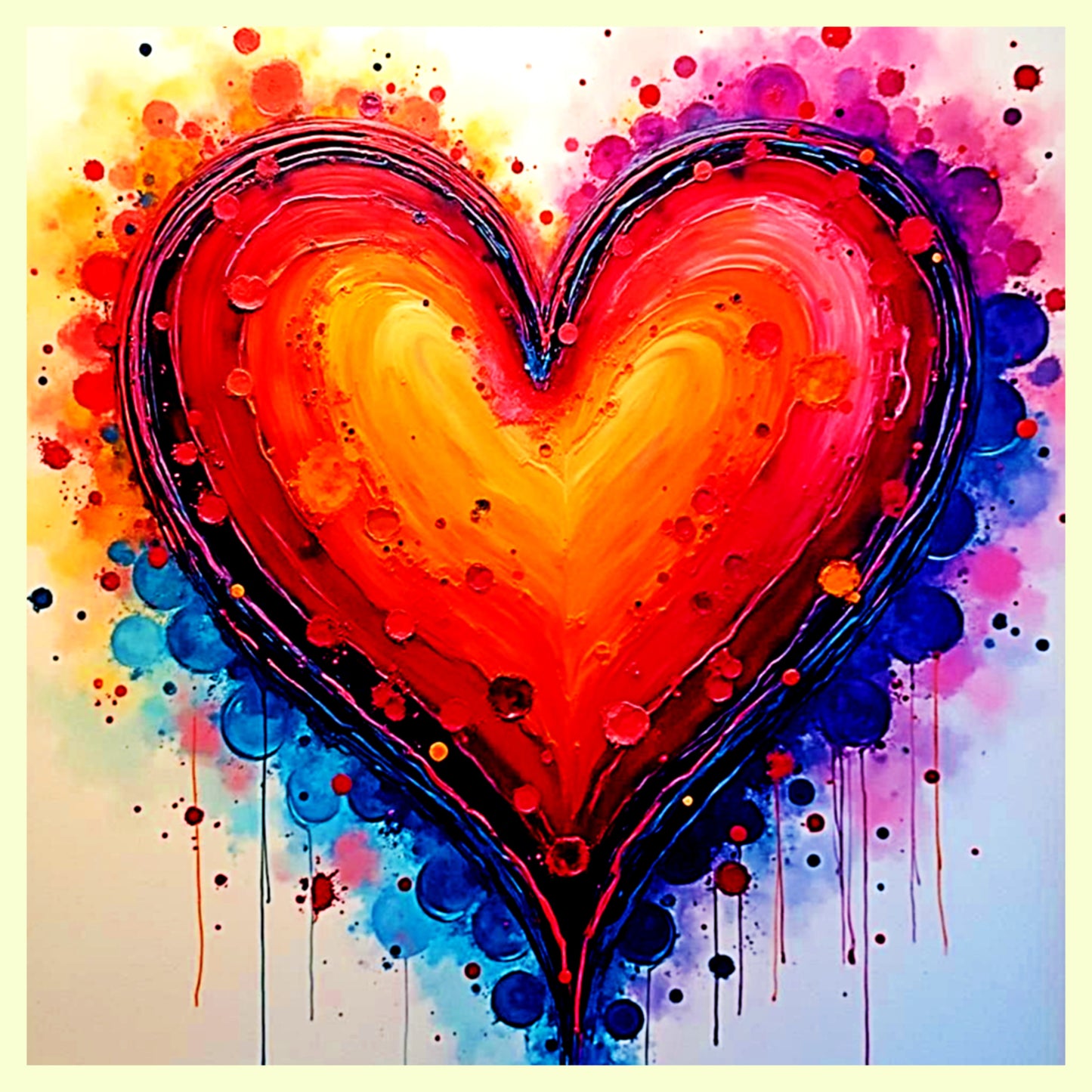 Vibrant Abstract Heart Digital Art - Colorful Watercolor Splatter Print