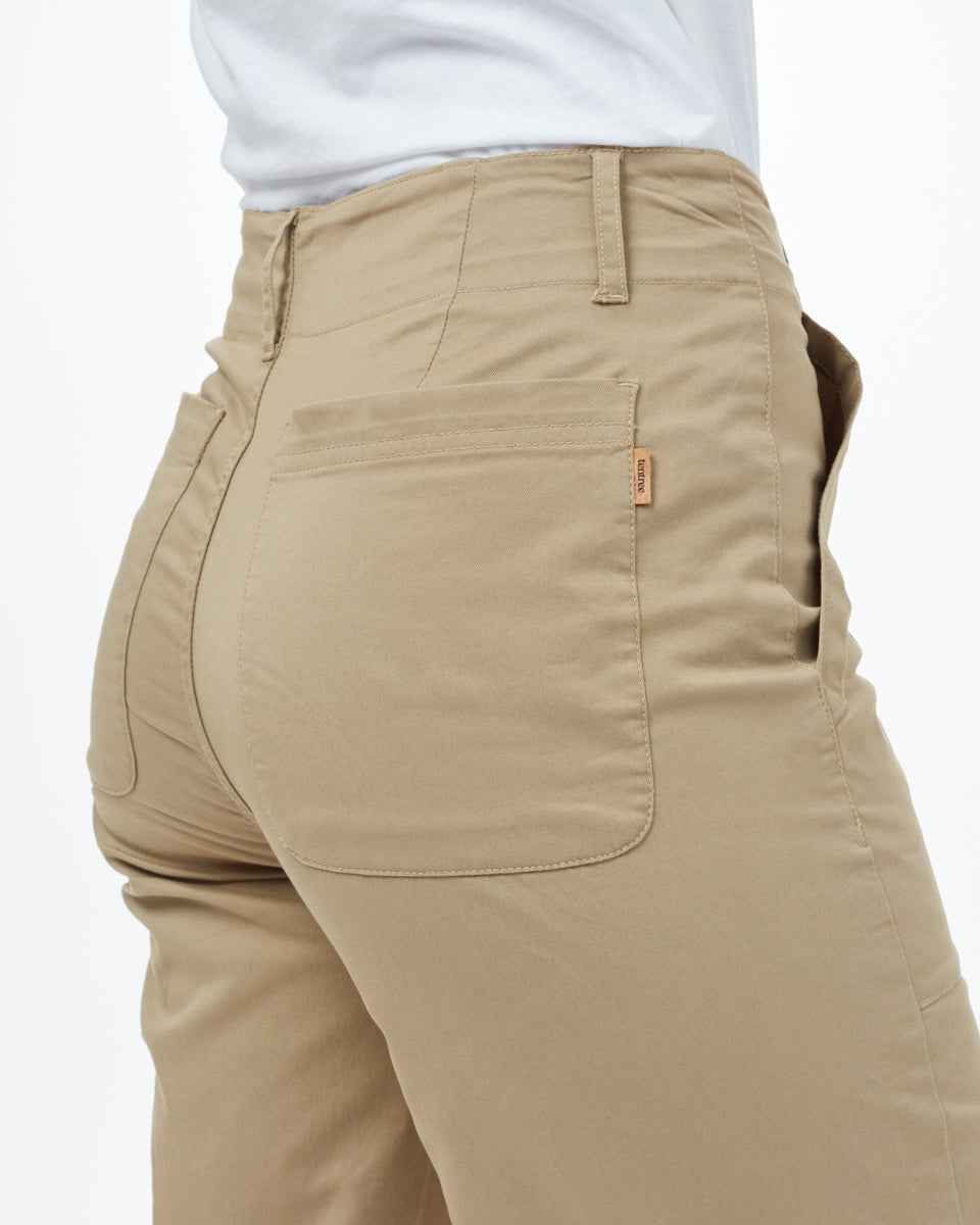 Twill Cropped Wide Leg Pant