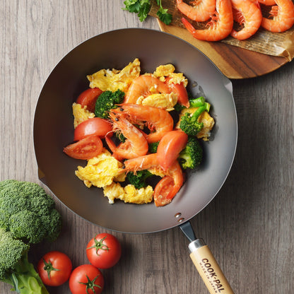 YOSHIKAWA Cook-Pal Ren Nitrided Carbon Steel Beijing Wok 36cm - Japan