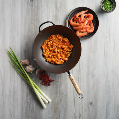 YOSHIKAWA Cook-Pal Ren Nitrided Carbon Steel Beijing Wok 36cm - Japan