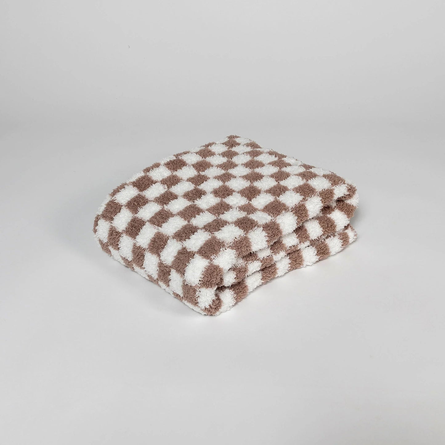 Chocolate Milk & White Check Print Toddler Blanket