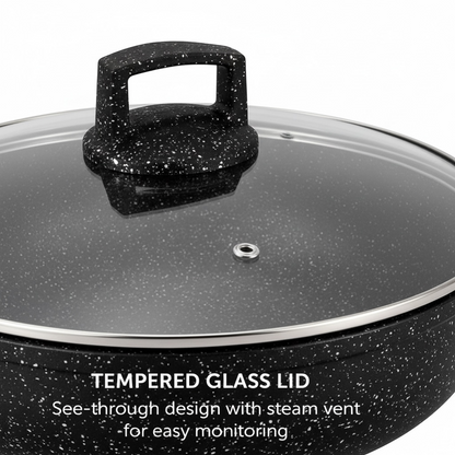 Die-Cast Granite Shallow Casserole with Glass Lid – 28cm, 4.1L