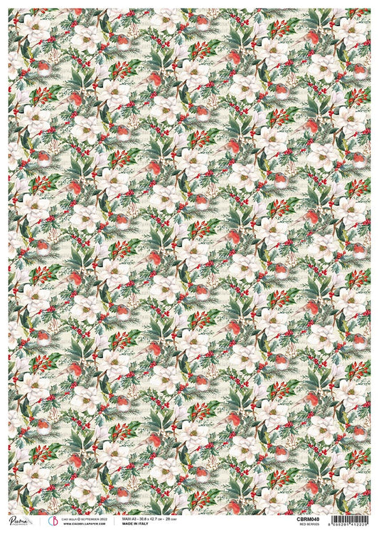Rice Paper A3 Piuma Red Berries - 3 Sheets