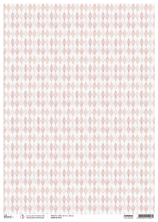 Rice Paper A3 Piuma Pink Lozenges -  3 Sheets