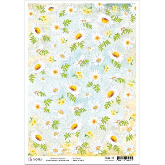 Ciao Bella Rice Paper A4 White Daisies