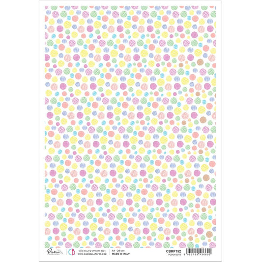 Ciao Bella Rice Paper A4 Polka Dots