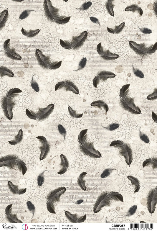 Ciao Bella Rice Paper A4 Piuma Feathers Dance - 5 Sheets
