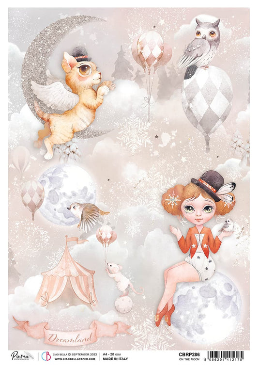Rice Paper A4 Piuma On the moon - 5 Sheets