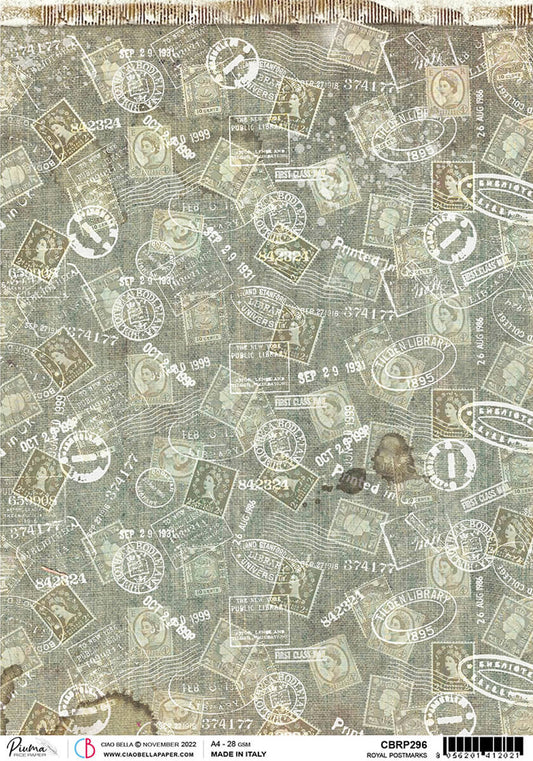 Rice Paper A4  Piuma Royal Postmarks - 5 Sheets