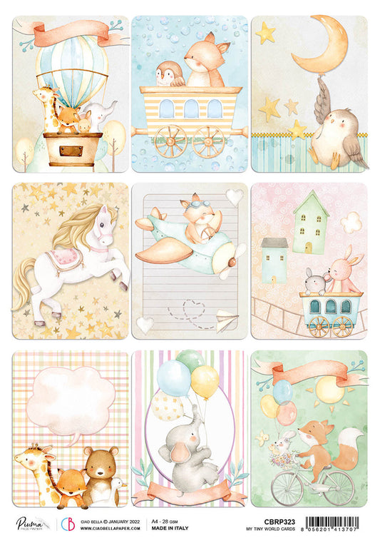 Ciao Bella Rice Paper A4 Piuma My Tiny World Cards - 5 Sheets