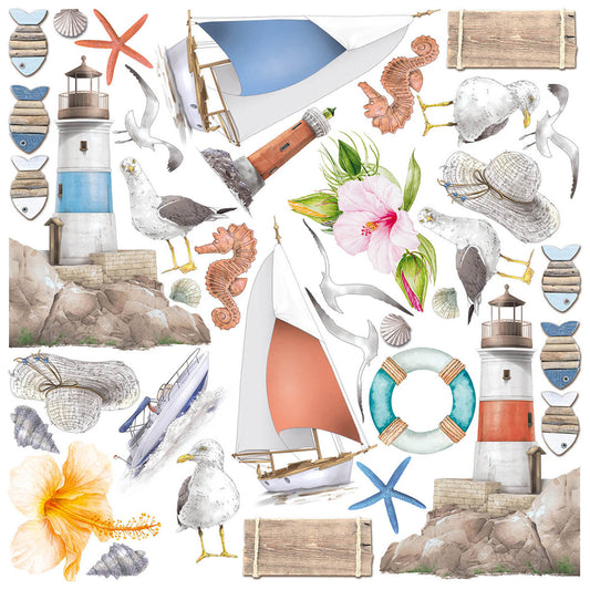 Ciao Bella Vellum Summer Breeze Fussy Cut 6"x6" 6/Pkg