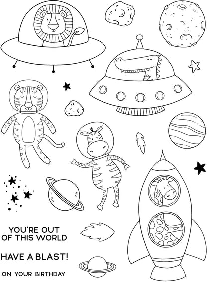 Creative Expressions Jane's Doodles Have A Blast 6 in x 8 in Clear Stamp Set