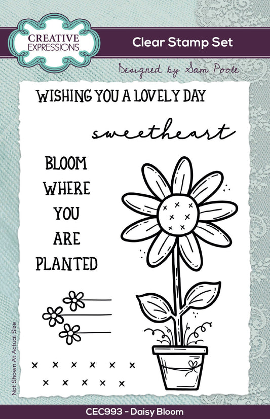 Creative Expressions Sam Poole Daisy Bloom 6 in x 4 in Clear Stamp Set