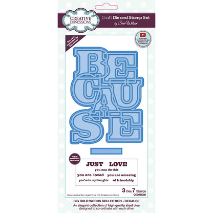 Sue Wilson Big Bold Words Because Craft Die & Stamp Set