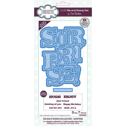 Sue Wilson Big Bold Words Surprise Craft Die & Stamp Set