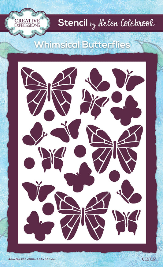 Creative Expressions Helen Colebrook Whimsical Butterflies 8 in x 6 in Stencil
