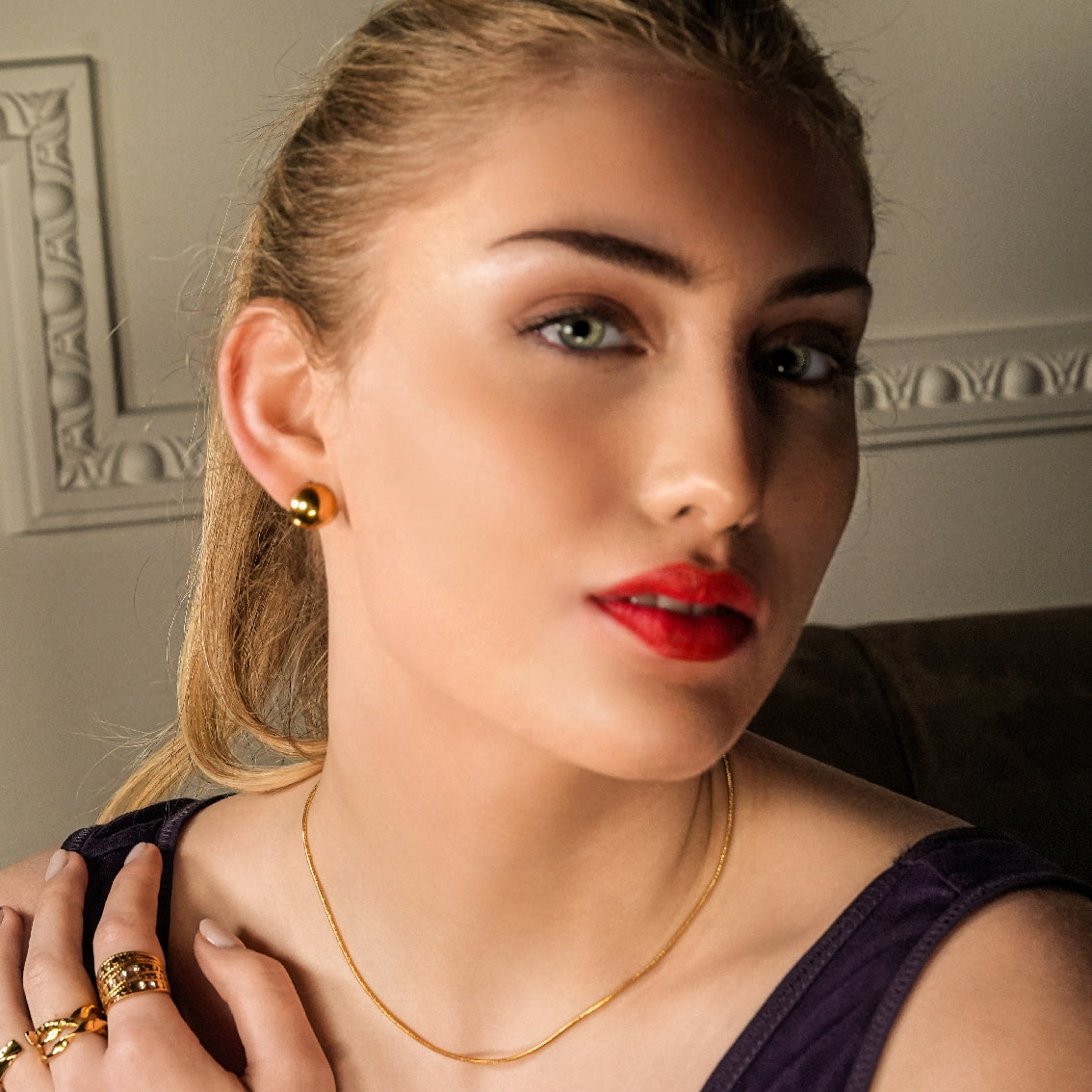 AYSHA: Dainty Snake Skin Textured Gold Chain Necklace