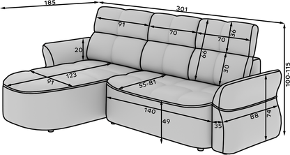 Beneth Storage Sleeper Chaise Sofa - Brick Rust
