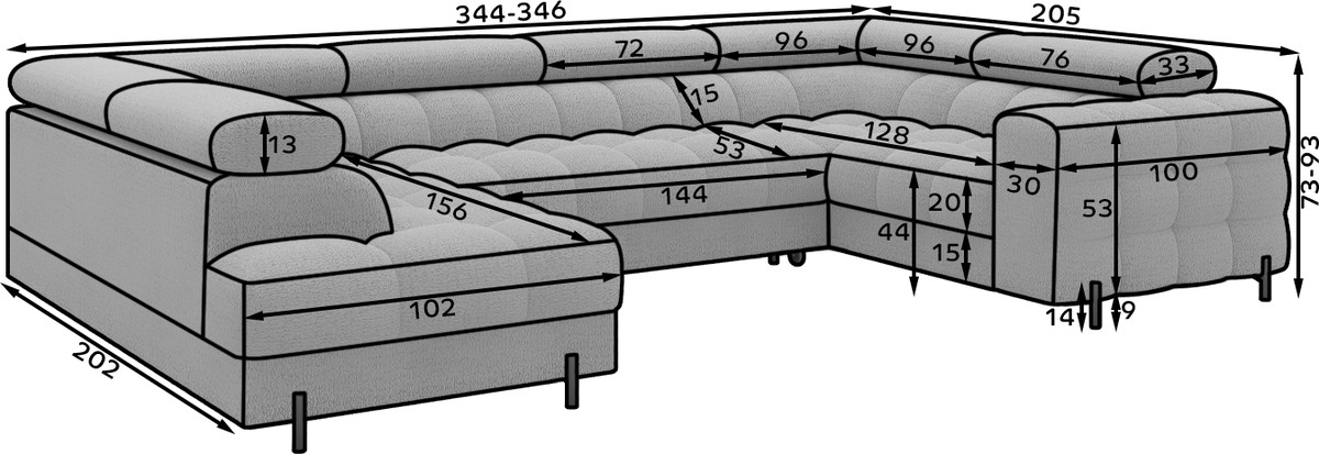 Fectory Sectional Storage Sleeper Chaise Sofa - Blue
